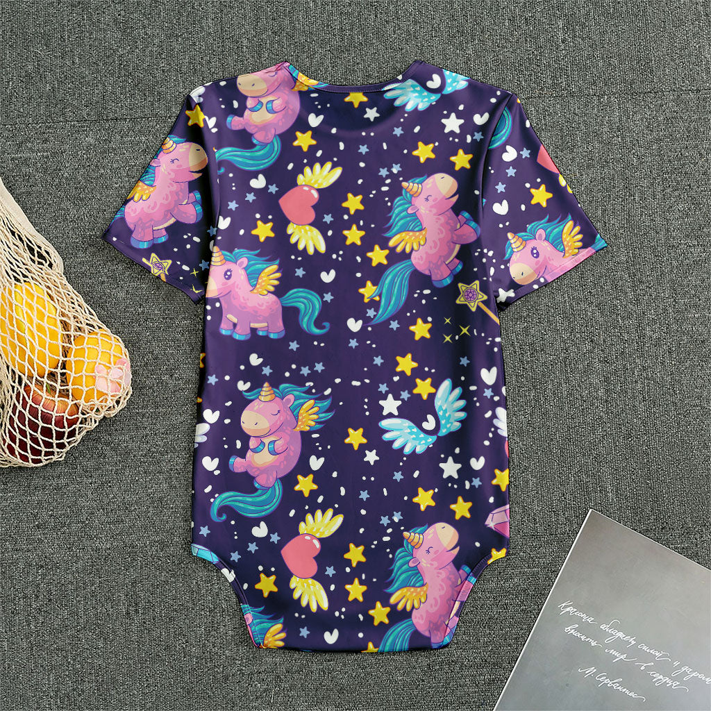 Cute Night Star Unicorn Pattern Print Men's Bodysuit