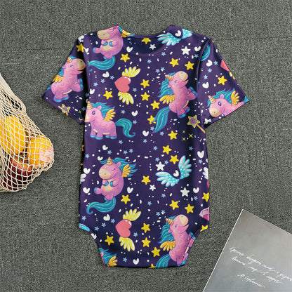 Cute Night Star Unicorn Pattern Print Men's Bodysuit