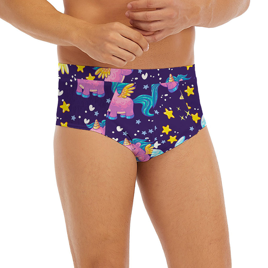 Cute Night Star Unicorn Pattern Print Men's Briefs