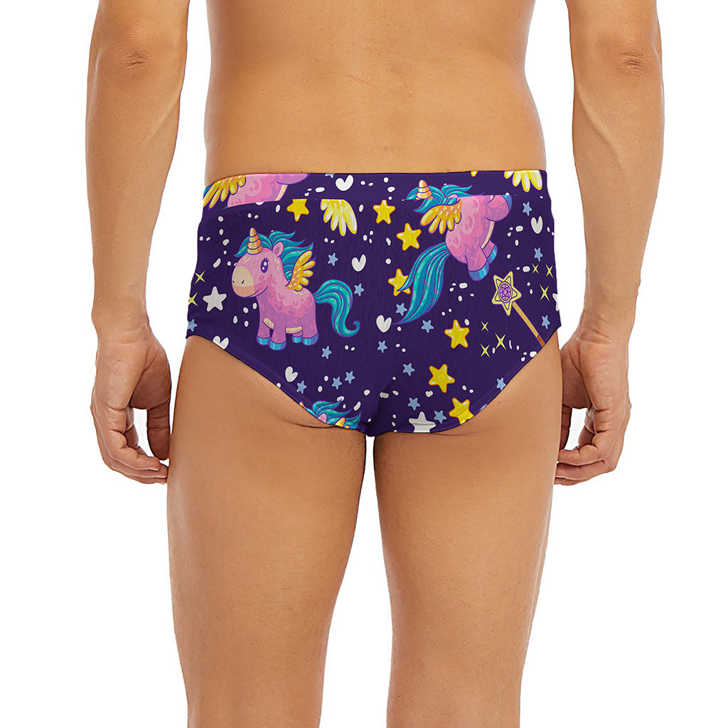 Cute Night Star Unicorn Pattern Print Men's Briefs