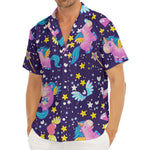 Cute Night Star Unicorn Pattern Print Men's Deep V-Neck Shirt