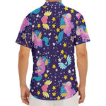 Cute Night Star Unicorn Pattern Print Men's Deep V-Neck Shirt