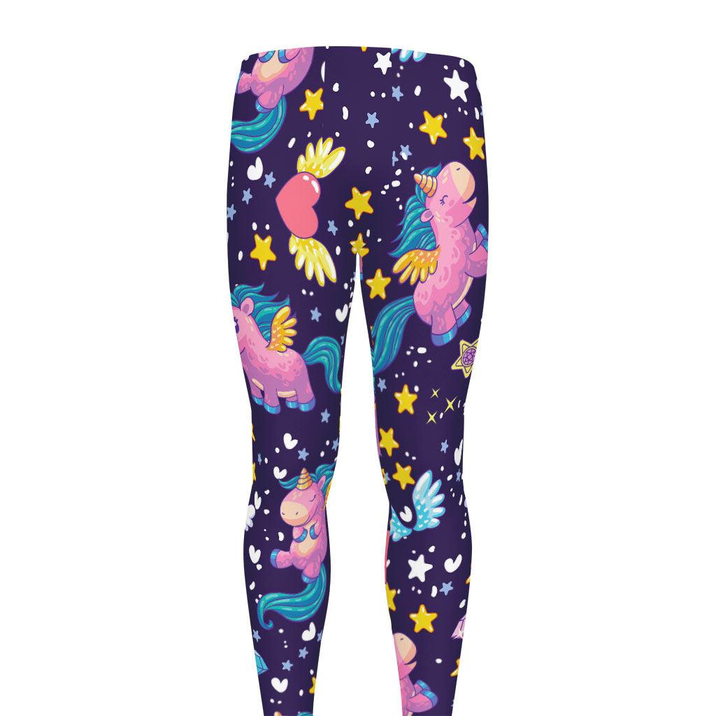 Cute Night Star Unicorn Pattern Print Men's leggings