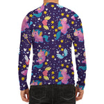Cute Night Star Unicorn Pattern Print Men's Long Sleeve Rash Guard