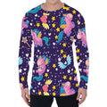 Cute Night Star Unicorn Pattern Print Men's Long Sleeve T-Shirt