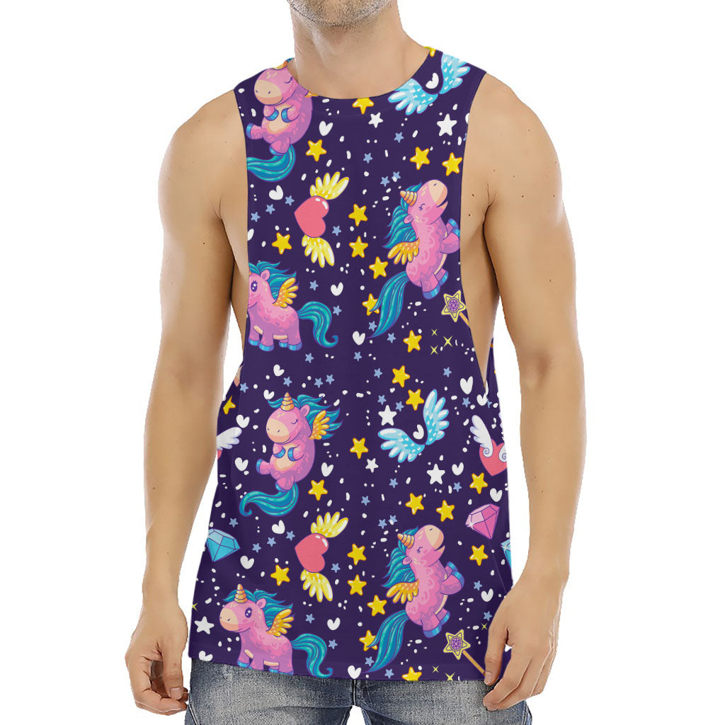 Cute Night Star Unicorn Pattern Print Men's Muscle Tank Top