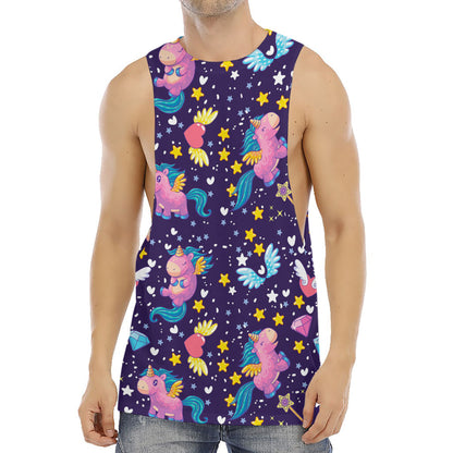 Cute Night Star Unicorn Pattern Print Men's Muscle Tank Top