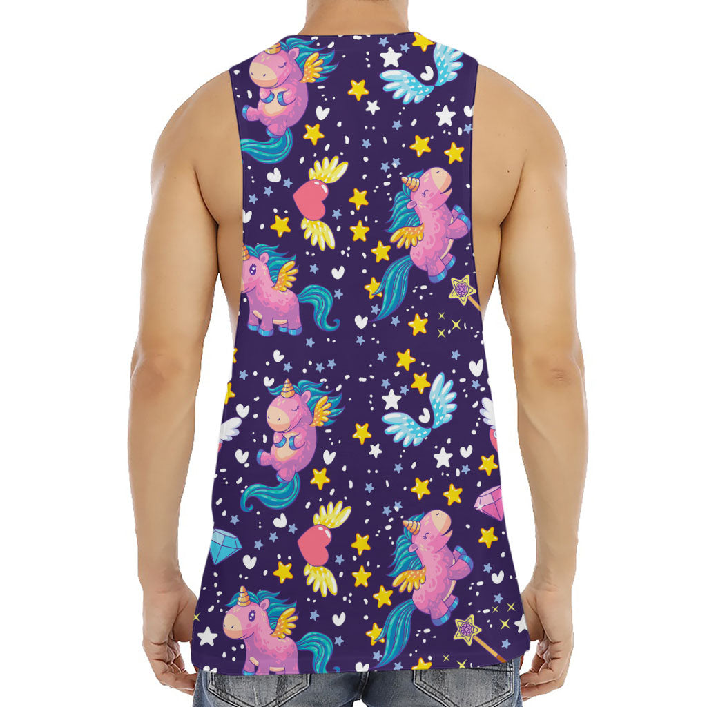 Cute Night Star Unicorn Pattern Print Men's Muscle Tank Top