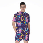 Cute Night Star Unicorn Pattern Print Men's Rompers