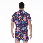 Cute Night Star Unicorn Pattern Print Men's Rompers