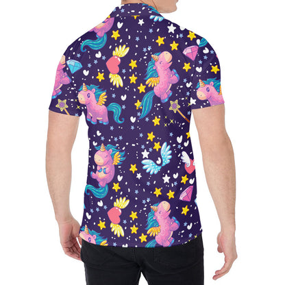 Cute Night Star Unicorn Pattern Print Men's Shirt
