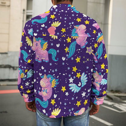 Cute Night Star Unicorn Pattern Print Men's Shirt Jacket
