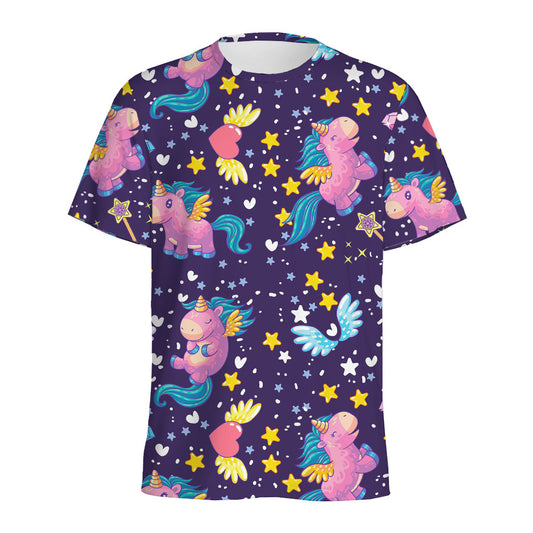 Cute Night Star Unicorn Pattern Print Men's Sports T-Shirt