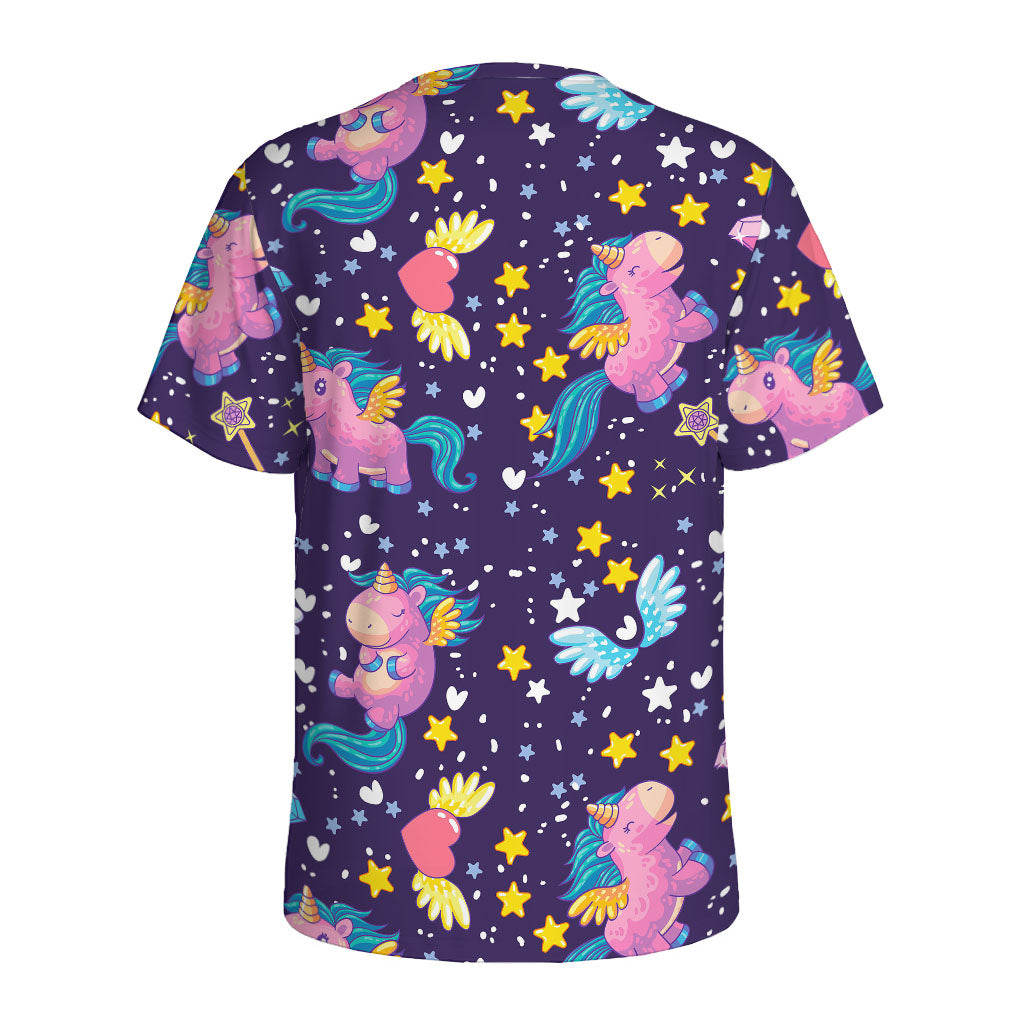 Cute Night Star Unicorn Pattern Print Men's Sports T-Shirt