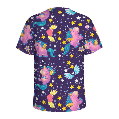 Cute Night Star Unicorn Pattern Print Men's Sports T-Shirt