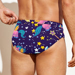 Cute Night Star Unicorn Pattern Print Men's Swim Briefs