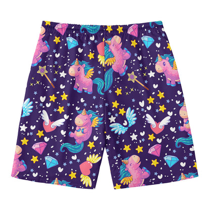 Cute Night Star Unicorn Pattern Print Men's Swim Trunks
