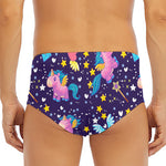 Cute Night Star Unicorn Pattern Print Men's Triangle Swim Briefs