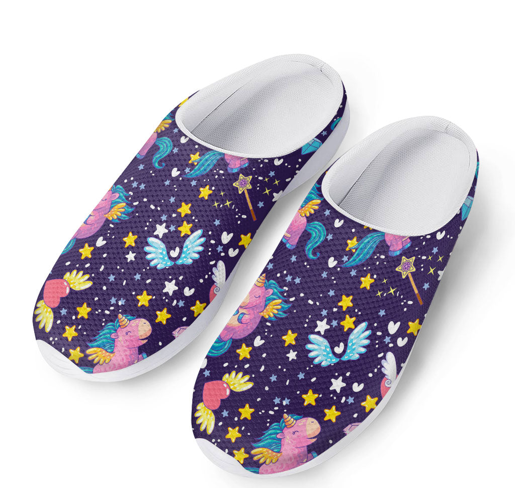 Cute Night Star Unicorn Pattern Print Mesh Casual Shoes