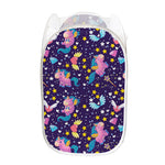 Cute Night Star Unicorn Pattern Print Mesh Laundry Hamper