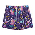 Cute Night Star Unicorn Pattern Print Mesh Shorts