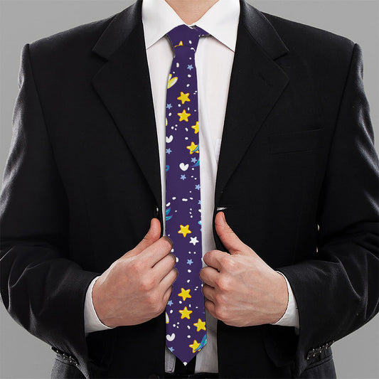 Cute Night Star Unicorn Pattern Print Necktie