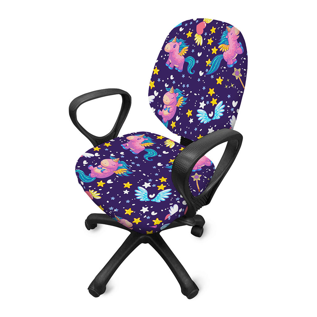 Cute Night Star Unicorn Pattern Print Office Chair Cover