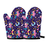 Cute Night Star Unicorn Pattern Print Oven Mitts