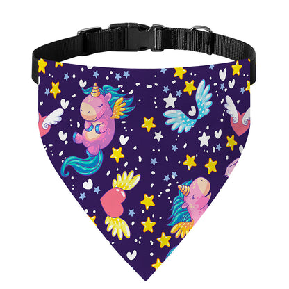 Cute Night Star Unicorn Pattern Print Over The Collar Dog Bandana