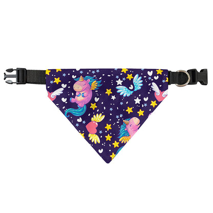 Cute Night Star Unicorn Pattern Print Over The Collar Dog Bandana