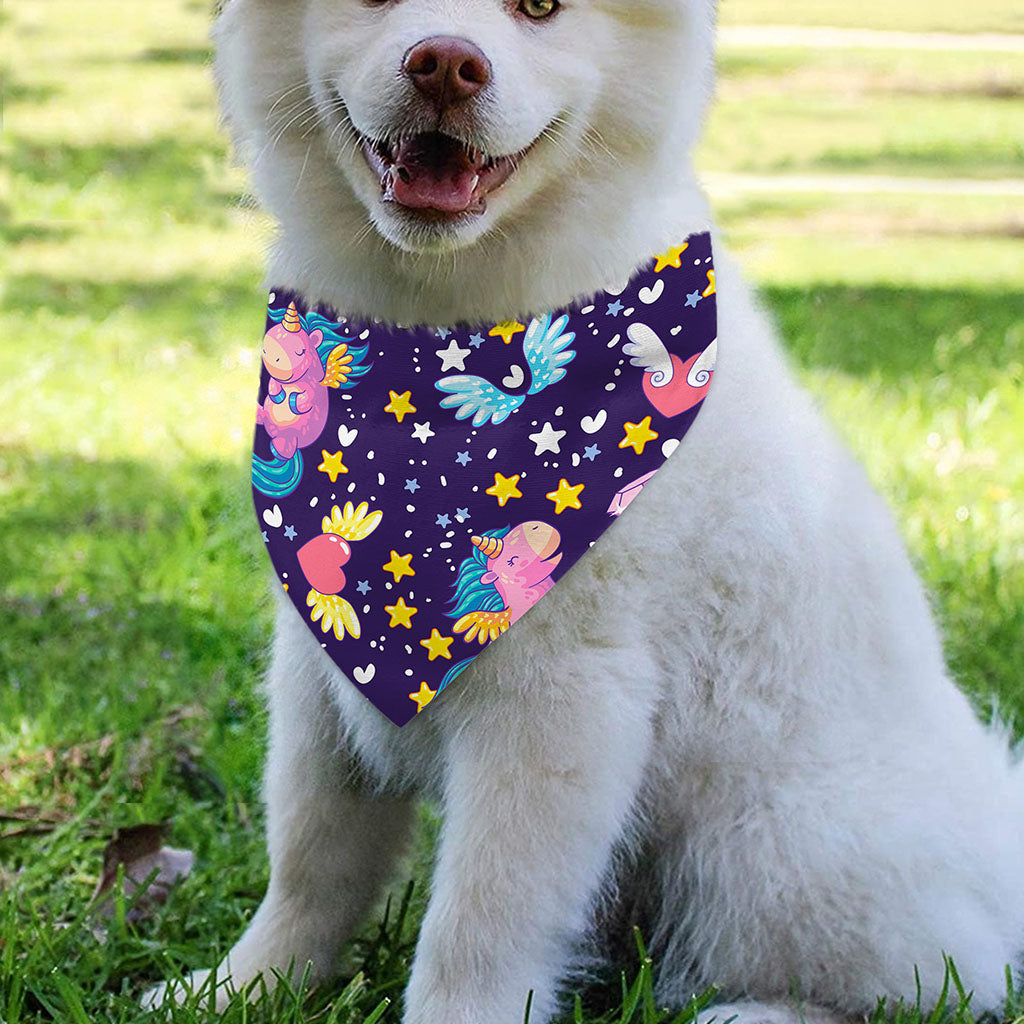 Cute Night Star Unicorn Pattern Print Over The Collar Dog Bandana