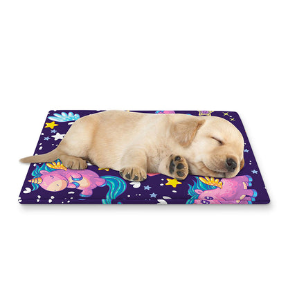 Cute Night Star Unicorn Pattern Print Pet Cooling Mat Cover