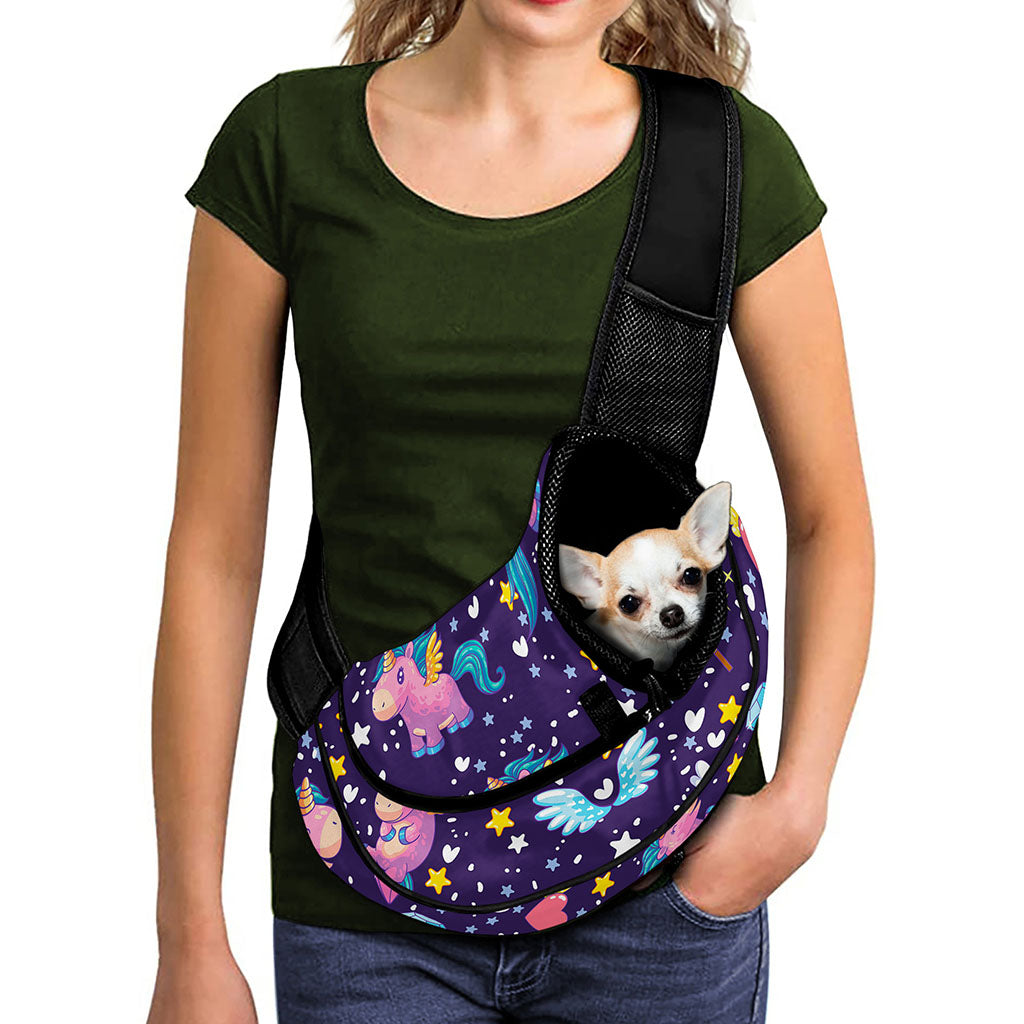 Cute Night Star Unicorn Pattern Print Pet Sling Carrier