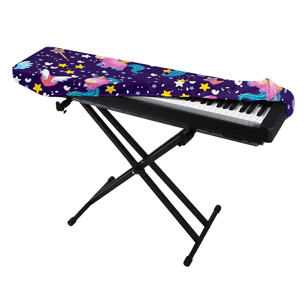 Cute Night Star Unicorn Pattern Print Piano Keyboard Cover