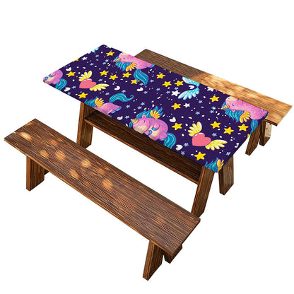 Cute Night Star Unicorn Pattern Print Picnic Table Cover