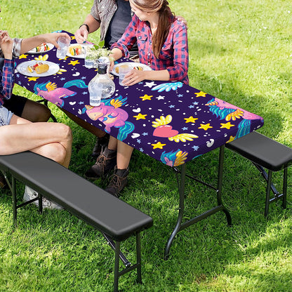 Cute Night Star Unicorn Pattern Print Picnic Table Cover