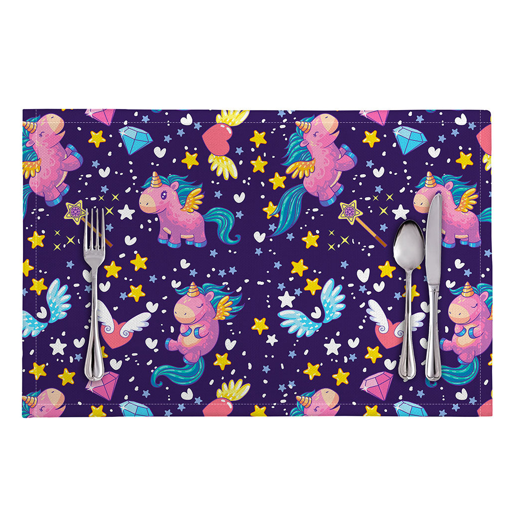 Cute Night Star Unicorn Pattern Print Placemat