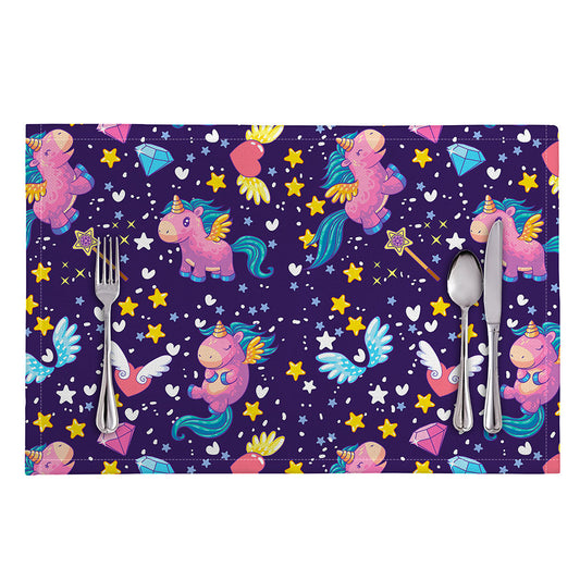 Cute Night Star Unicorn Pattern Print Placemat