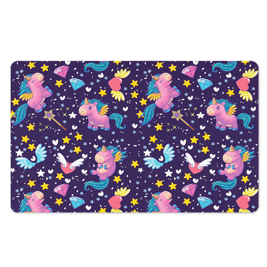 Cute Night Star Unicorn Pattern Print Polyester Doormat