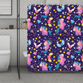 Cute Night Star Unicorn Pattern Print Polyester Shower Curtain
