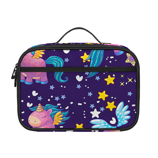 Cute Night Star Unicorn Pattern Print Portable Lunch Bag