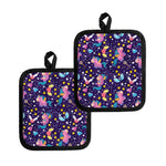Cute Night Star Unicorn Pattern Print Pot Holders