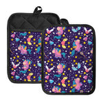 Cute Night Star Unicorn Pattern Print Pot Holders With Pocket