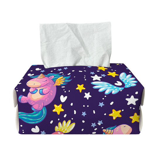 Cute Night Star Unicorn Pattern Print Rectangle Tissue Box Cover