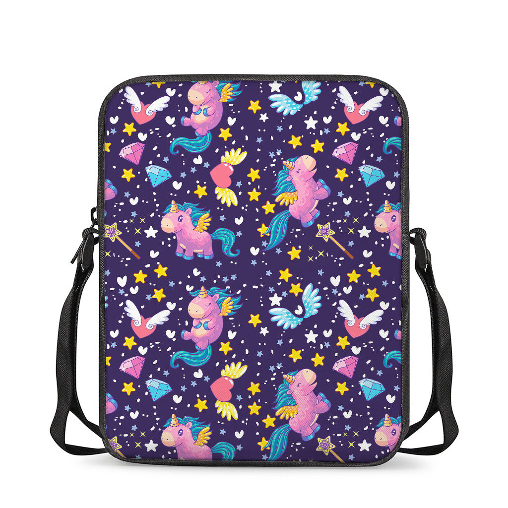 Cute Night Star Unicorn Pattern Print Rectangular Crossbody Bag