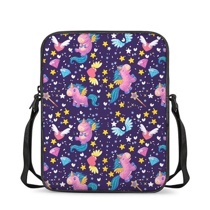 Cute Night Star Unicorn Pattern Print Rectangular Crossbody Bag