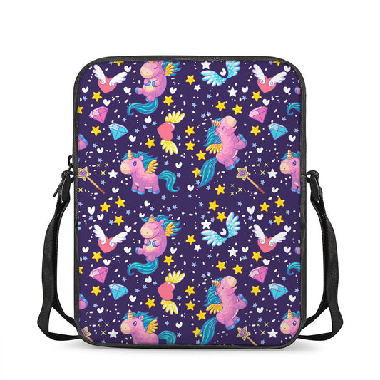 Cute Night Star Unicorn Pattern Print Rectangular Crossbody Bag