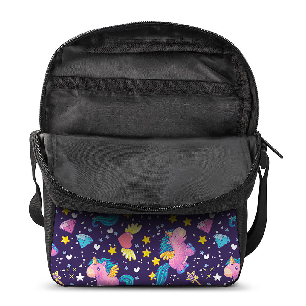 Cute Night Star Unicorn Pattern Print Rectangular Crossbody Bag