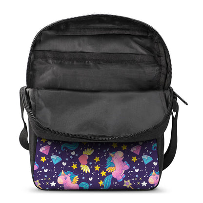 Cute Night Star Unicorn Pattern Print Rectangular Crossbody Bag