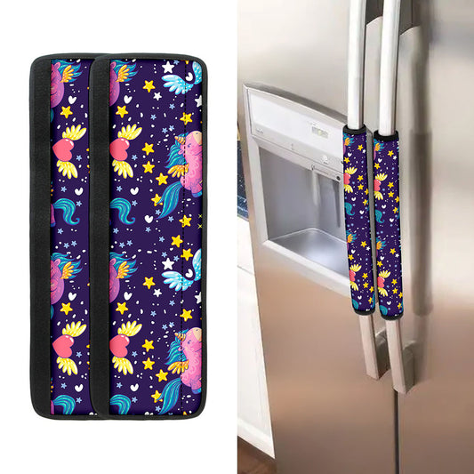 Cute Night Star Unicorn Pattern Print Refrigerator Handle Covers